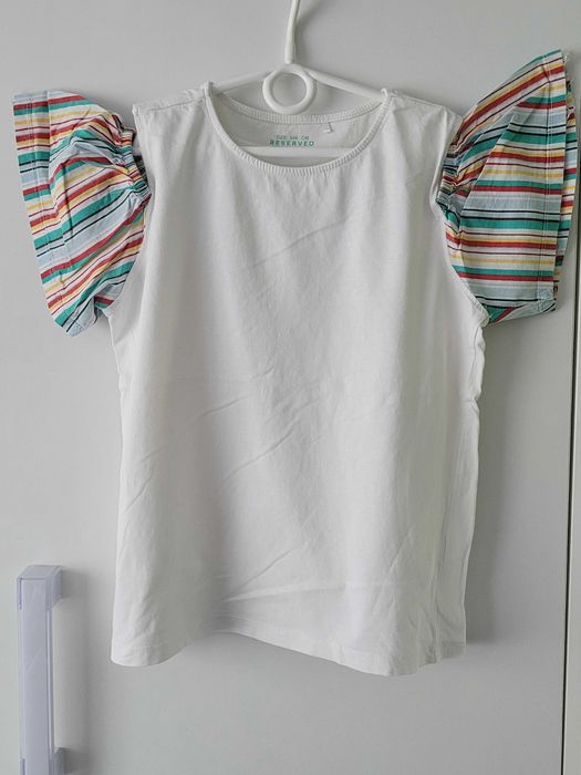 Bluzka Reserved 146 cold shoulders biała