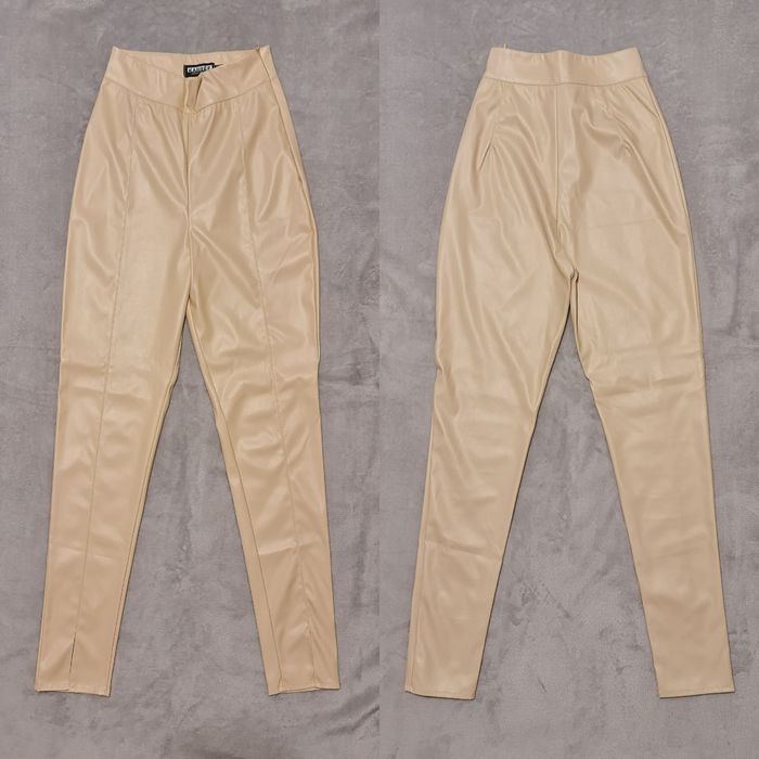 Бежеві шкіряні лосини (XS)