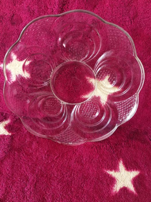 PRL - Szklany talerz duży np. na słodkości