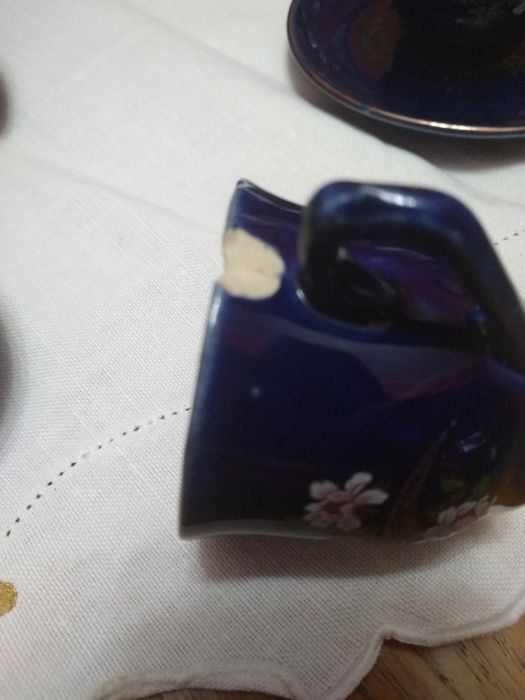 Kobaltowy imbryk 3 czarki plus dodatki