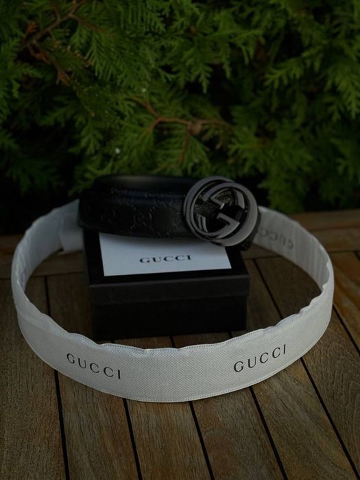 Ремінь Gucci чорний чоловічий пасок Гуччи ремень кожаный Гучи черный