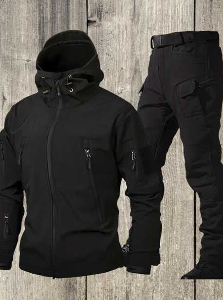 чоловічий чорний спец костюм  софт шел на флісі