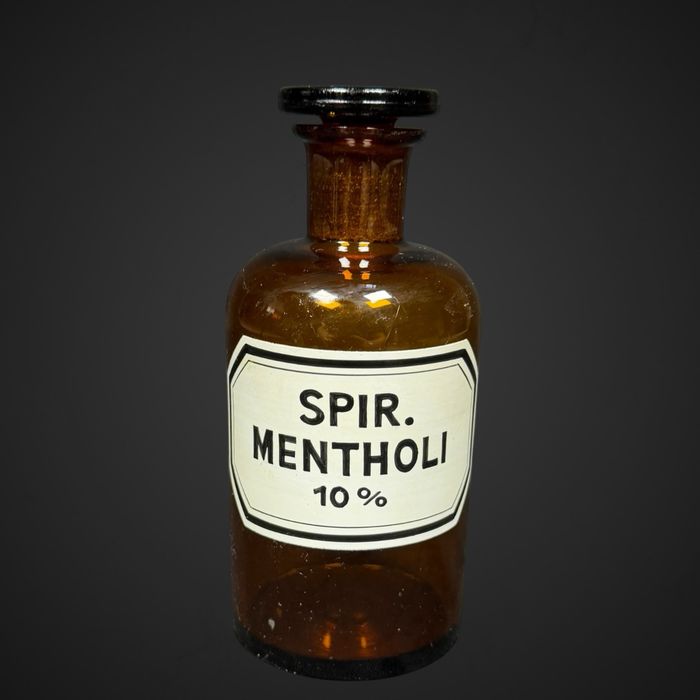 Stara butelka apteczna Spir Mentholi 10% Brązowe szkło Loft B61/021536