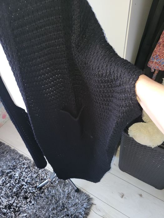 Czarny  kardigan, długi, fason oversize, 44 do 50,