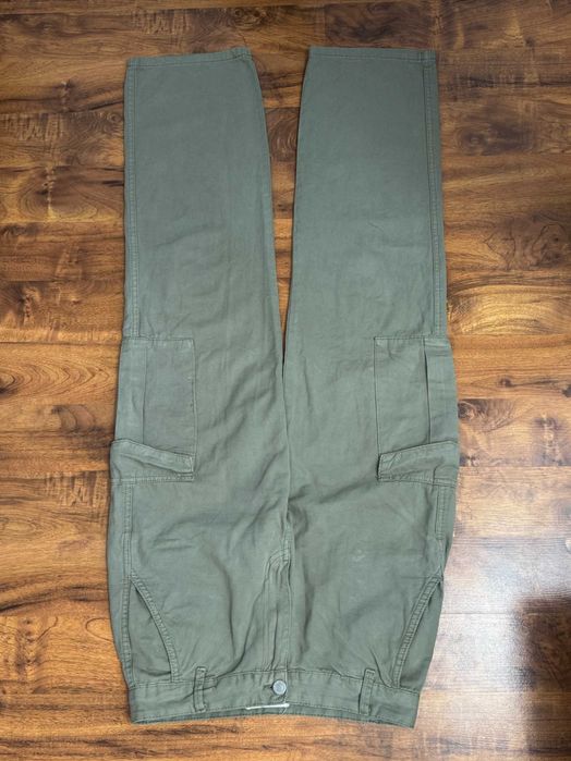 Spodnie cargo bojówki szare khaki bawełniane szerokie Bershka 38 M