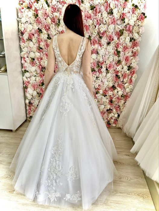 Suknia Ślubna MS Moda Angel, śnieżnobiała, rozm. 38 + 2 welony gratis