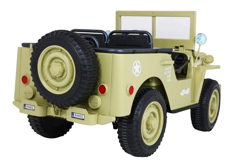 MOCNY   3osobowy MAX 60KG JEEP willys AUTO na akumulator Wojskowy