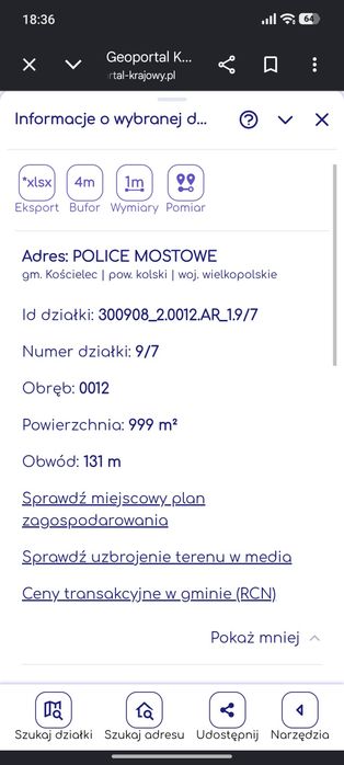 Działka budowlana 1000 metrów 10 arów  Police mostowe  Koło