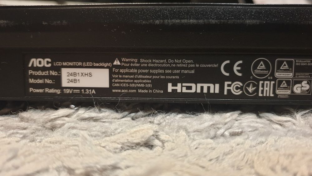 Monitor 24" 1920x1080 HDMI Cienka ramka Aoc