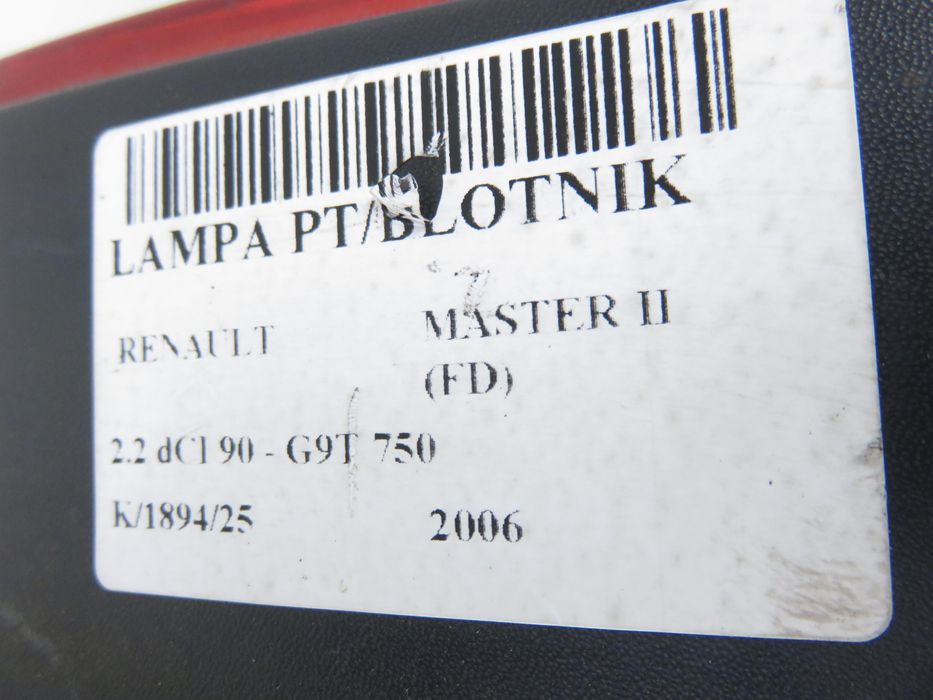 Lampa Prawa Tylna Renault Master II
