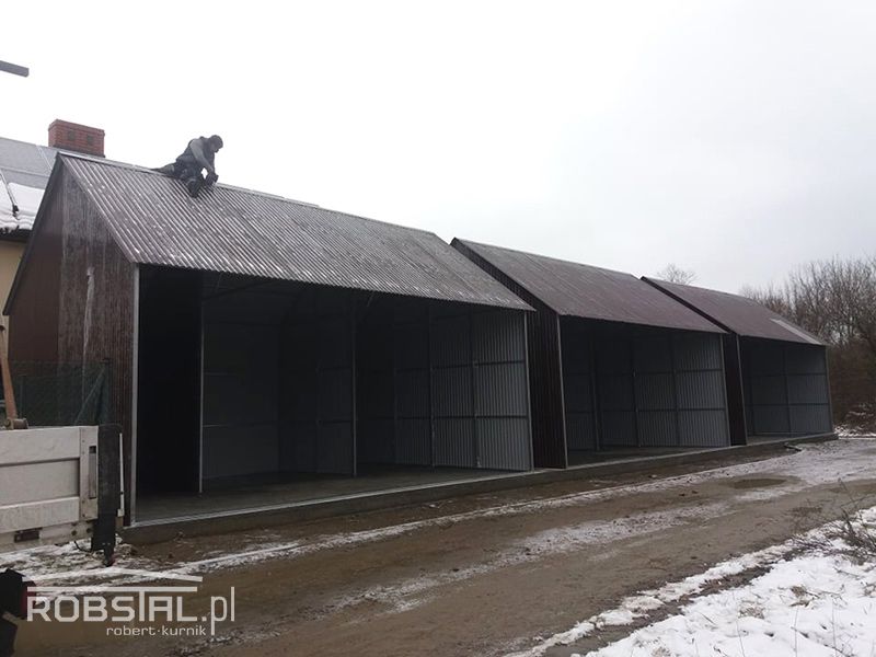 Garaż blaszany grafitowy blaszak 6x5 garaże z bramą uchylną