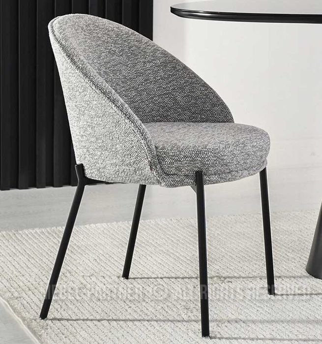 Krzesło tapicerowane szary tkanina nogi metalowe czarne 1szt NOWY! J8