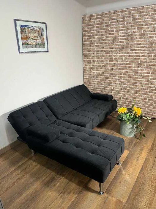 sofá-cama de veludo preto- envio gratis