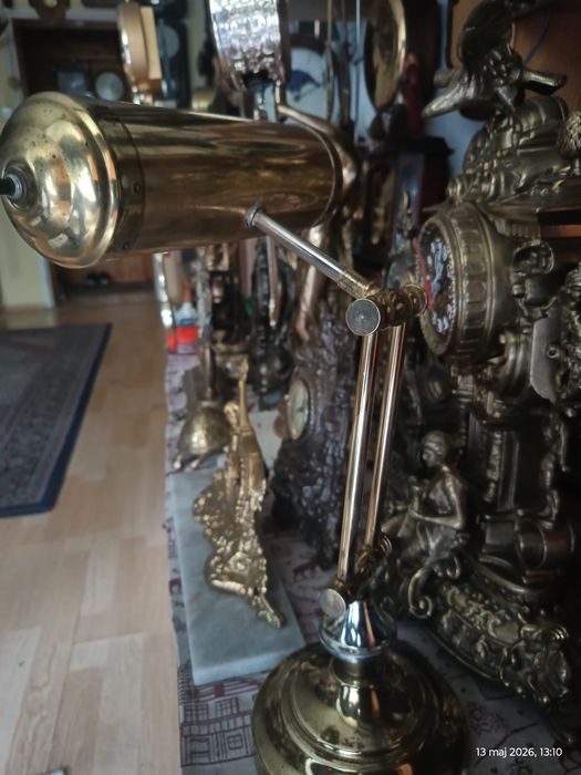Lampa mosiężna bankierska, lub do fortepianu