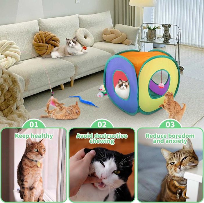Kit brinquedos para gato túnel rato peixe bolas sinos [38 peças] NOVO