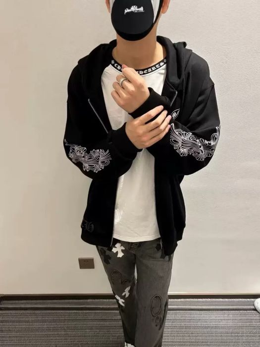 Зіп-худі Chrome Hearts Black | Чорна кофта Хром Хартс на блискавці