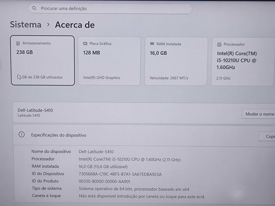 Dell Latitude 5410 i5 10ªGer ssd 256GB 16GB FullHD