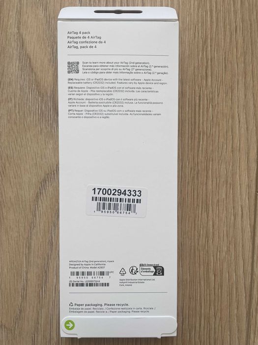 Apple AirTag - Pack 4 unidades [NOVO] | 2ª Geração