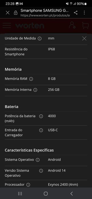 Samsung S24 256GB novo