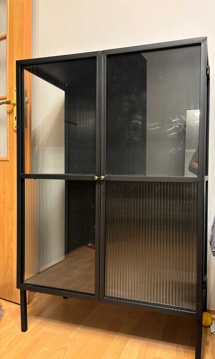 Metalowa witryna ze szkłem ryflowanym 120 cm Derwan