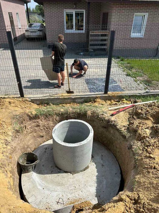 Копка септика під ключ. Вигрібна яма. Траншея. Бетонні кільця