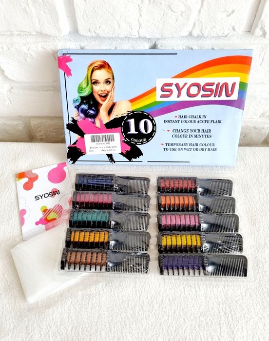Zmywalna kreda do farbowania włosów 10 szt kolorowe pasemka farbki