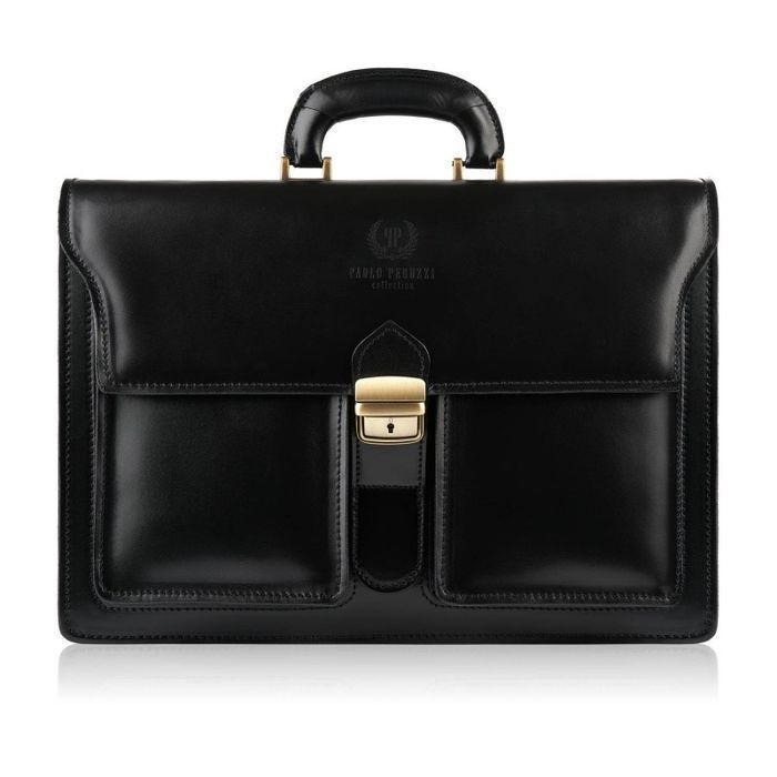 Skórzana teczka męska czarna Paolo Peruzzi N02-BL