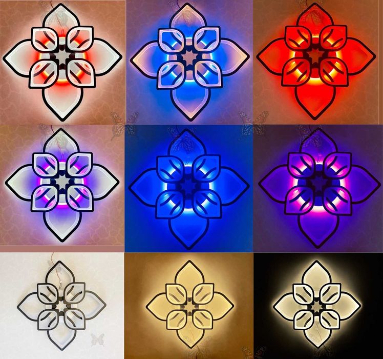 Светодиодная люстра с пультом цветной подсветкой диммер лед RGB