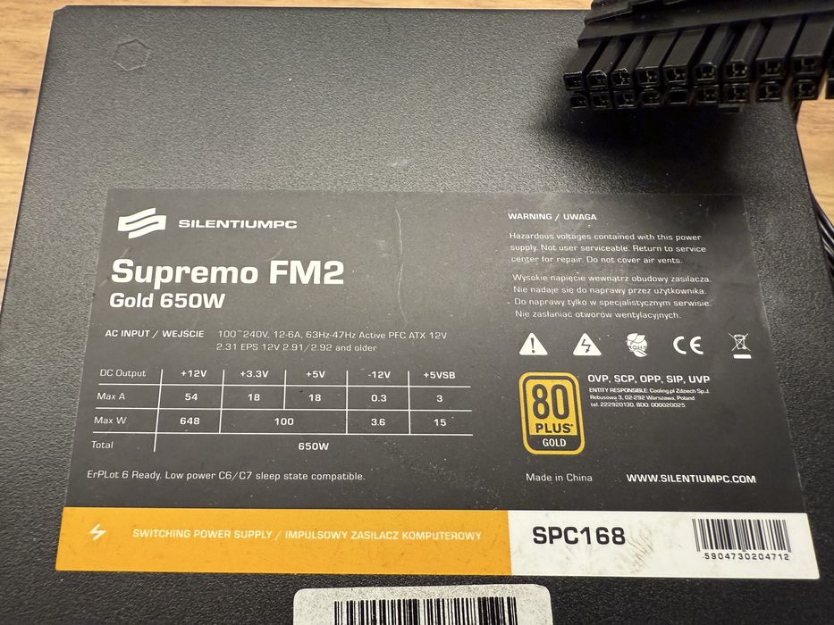 Zasilacz SilentiumPC Supremo FM2 650w Gold ATX