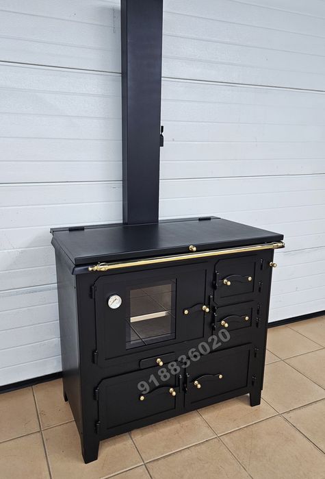 Fogão Lenha NOVOS - Forno INOX Porta Vidro - Estilo Rústico - Fabricado em Portugal