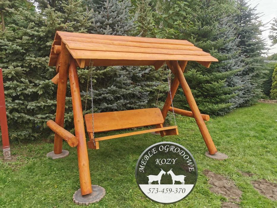 PROMKA! Drewniana huśtawka ogrodowa z grubych bali / Plac zabaw Stelaż