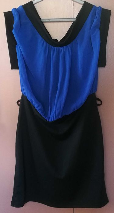 Sukienka szyfon niebieska czarna