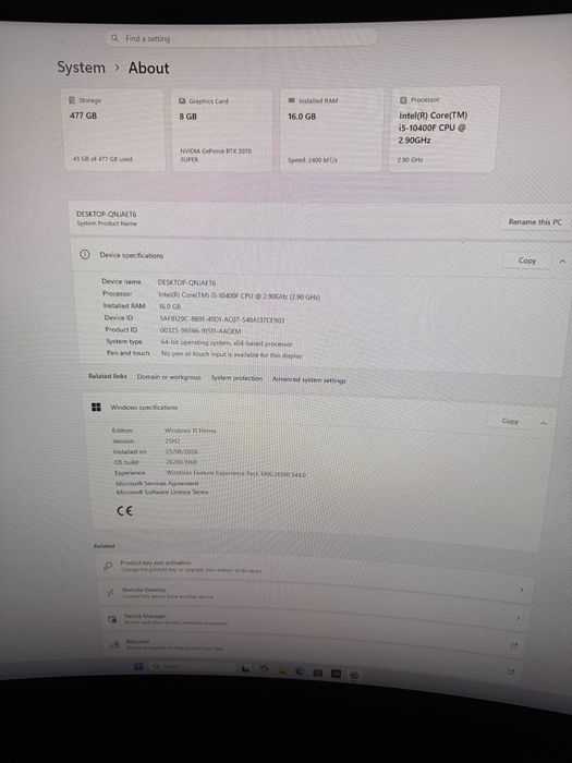 PC Gaming (2070 super e i5 10400f)