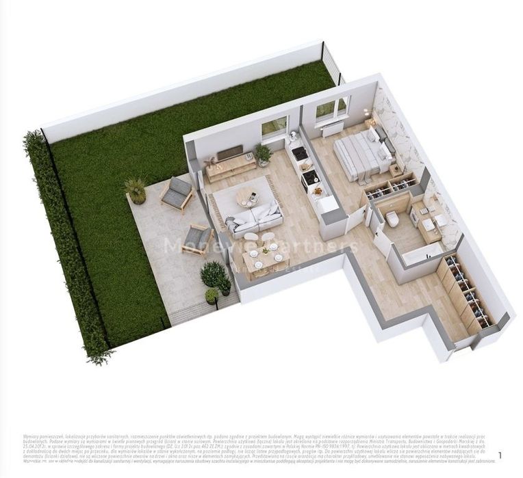Apartament 2 pok. z dużym ogrodem, wysoki parter