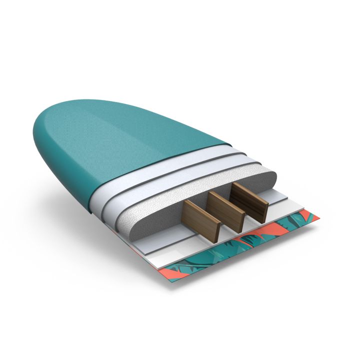 PRANCHA DE SURF ESPUMA 500 7'8". Inclui 1 leash e 3 quilhas.