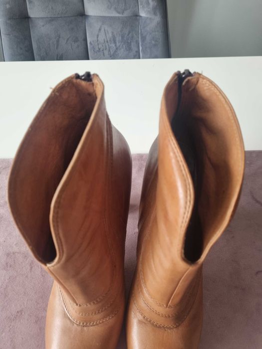 Botki obcas camelowe 38