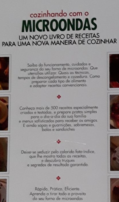 Livro: Cozinhando com o Microondas, como novo!