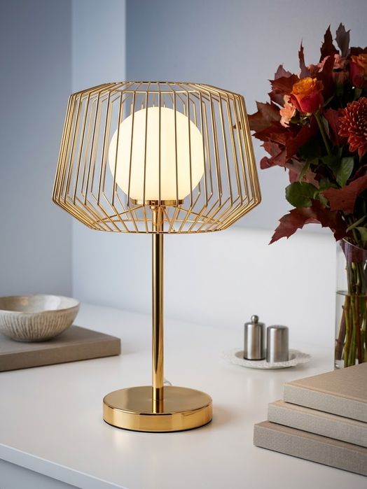 lampa stołowa złota