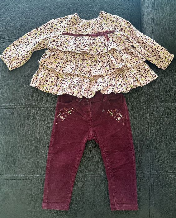 Calças Flores Bordadas + Blusa Chicco (18M)