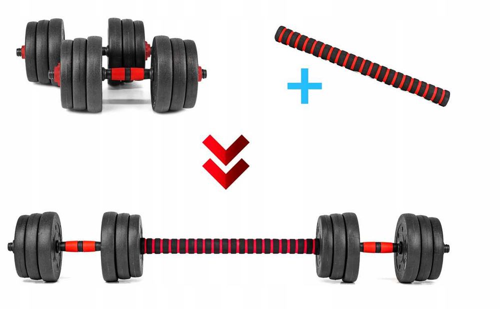Zestaw hantli cementowych, bitumicznych, 2 w 1 ,  2 x 10 kg