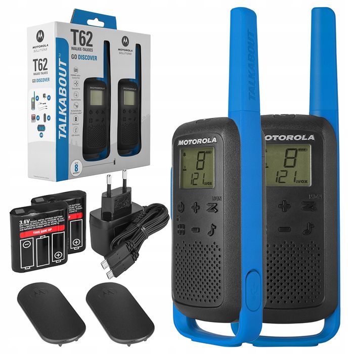 NOWA Krótkofalówka walkie talkie radiotelefon MOTOROLA T62 łoki toki PMR | 2 szt ORYGINALNY Zestaw FV GWARANCJA SKLEP Katowice + Wysyłka cała Polska