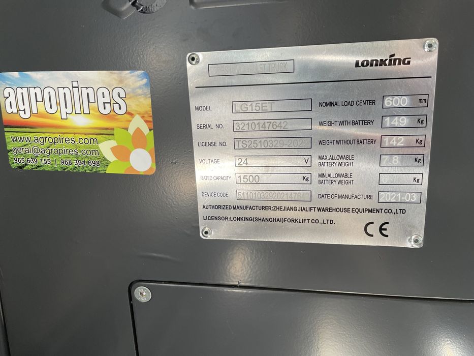 Porta paletes a bateria 1500 kg