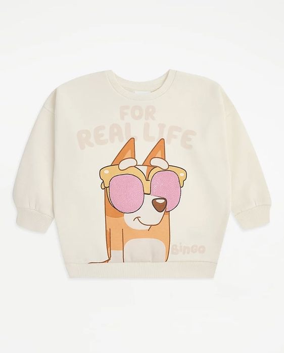 104 110 George Bluey kremowa jasna bluza dresowa z cekinami ciepła UK