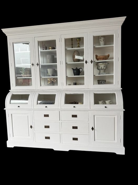 DUŻY XXL Biały drewniany kredens retro vintage bufet rustykalny