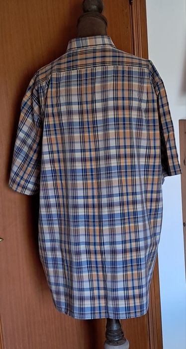 Camisa Homem Manga Curta Finely – Padrão Xadrez (Castanho/Azul) – Tam. L