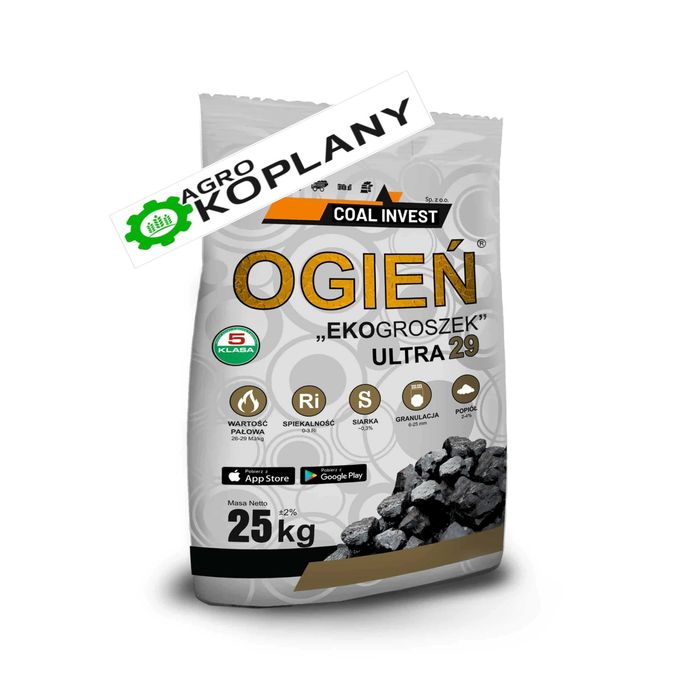 Węgiel groszek ogień ultra do 29 MJ/kg
