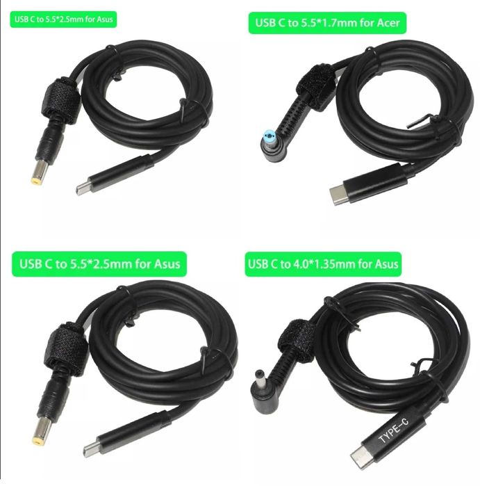 Кабель USB-C на DC PD до 100W для ноутбука Dell ASUS Lenovo HP Acer