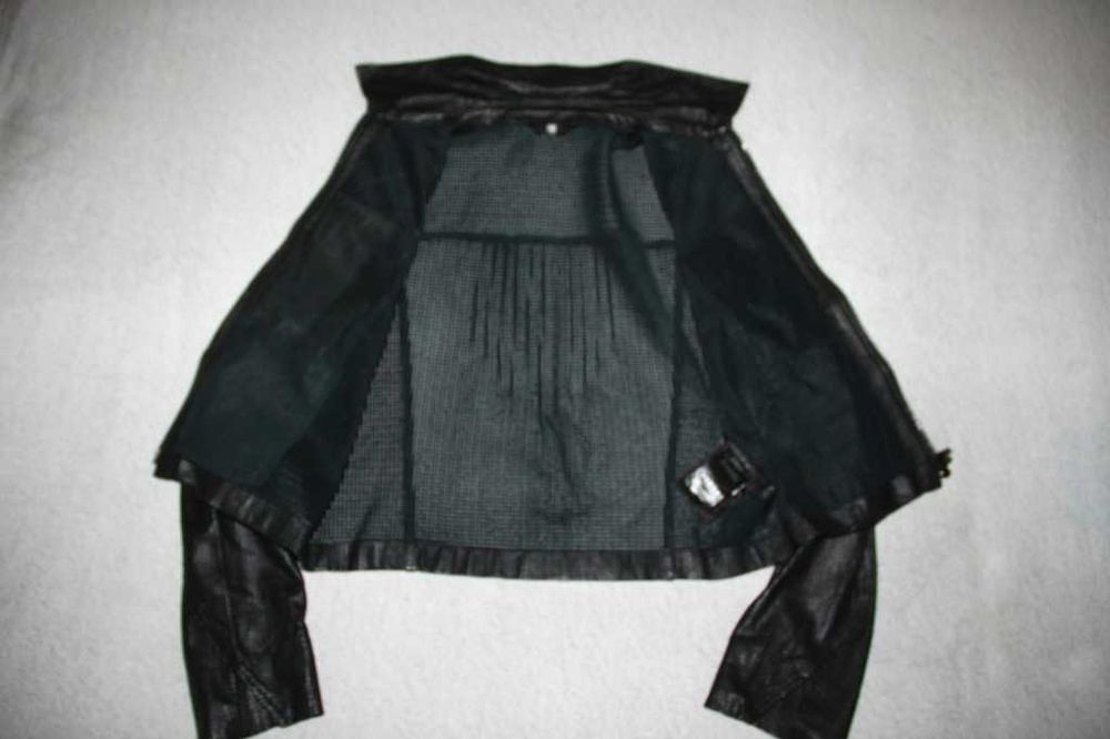 Riani Perforated Leather Short Zip Jacket Kurtka Skórzana Damska