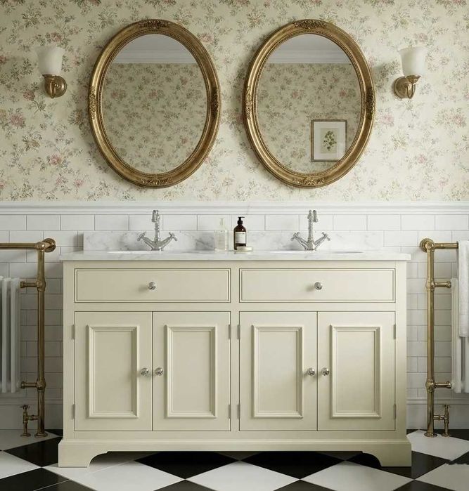 Szafka na umywalkę pod blatową , z drewna, retro, w stylu angielskim