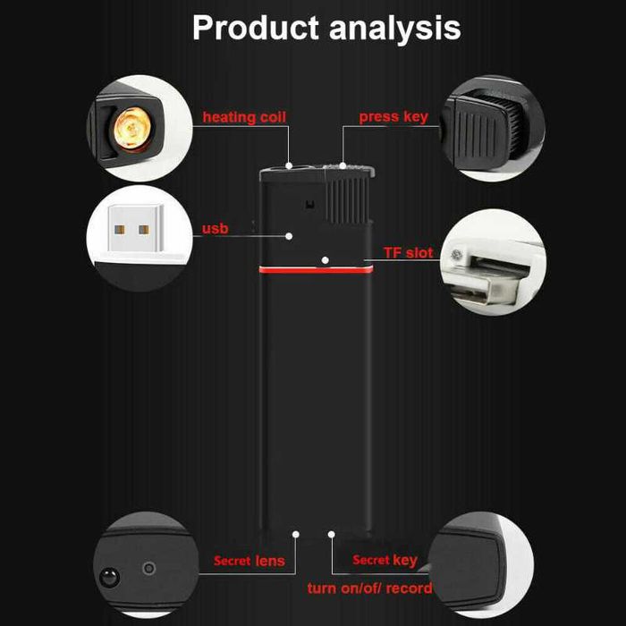 2 em 1 isqueiro eletrônico e mini câmera oculta wifi